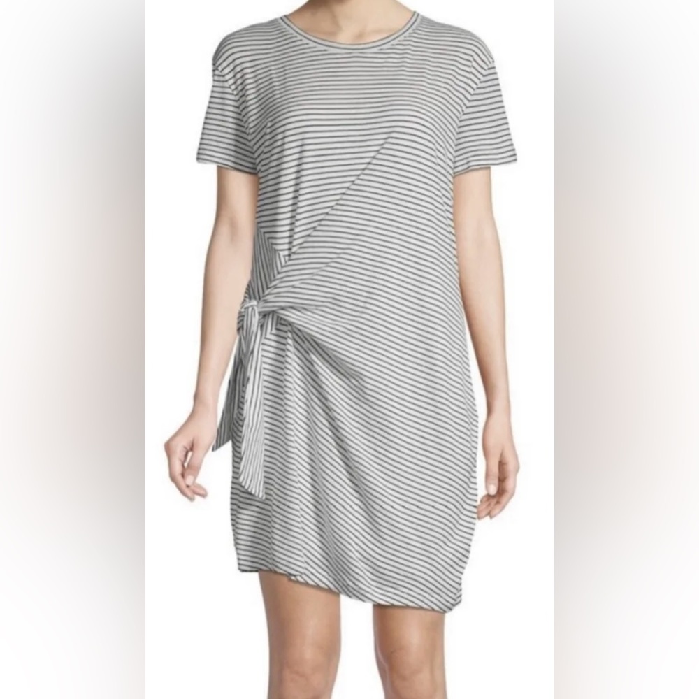 Vince Side-tie Cotton T-Shirt Dress | L